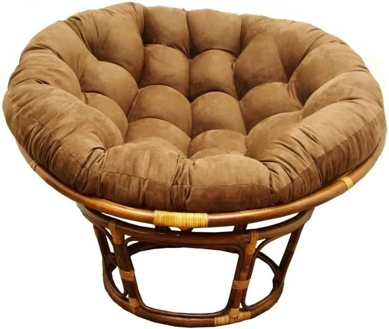 International Caravan Furniture Piece Rattan 42-Inch Papasan Chair with Micro Suede Cushion
