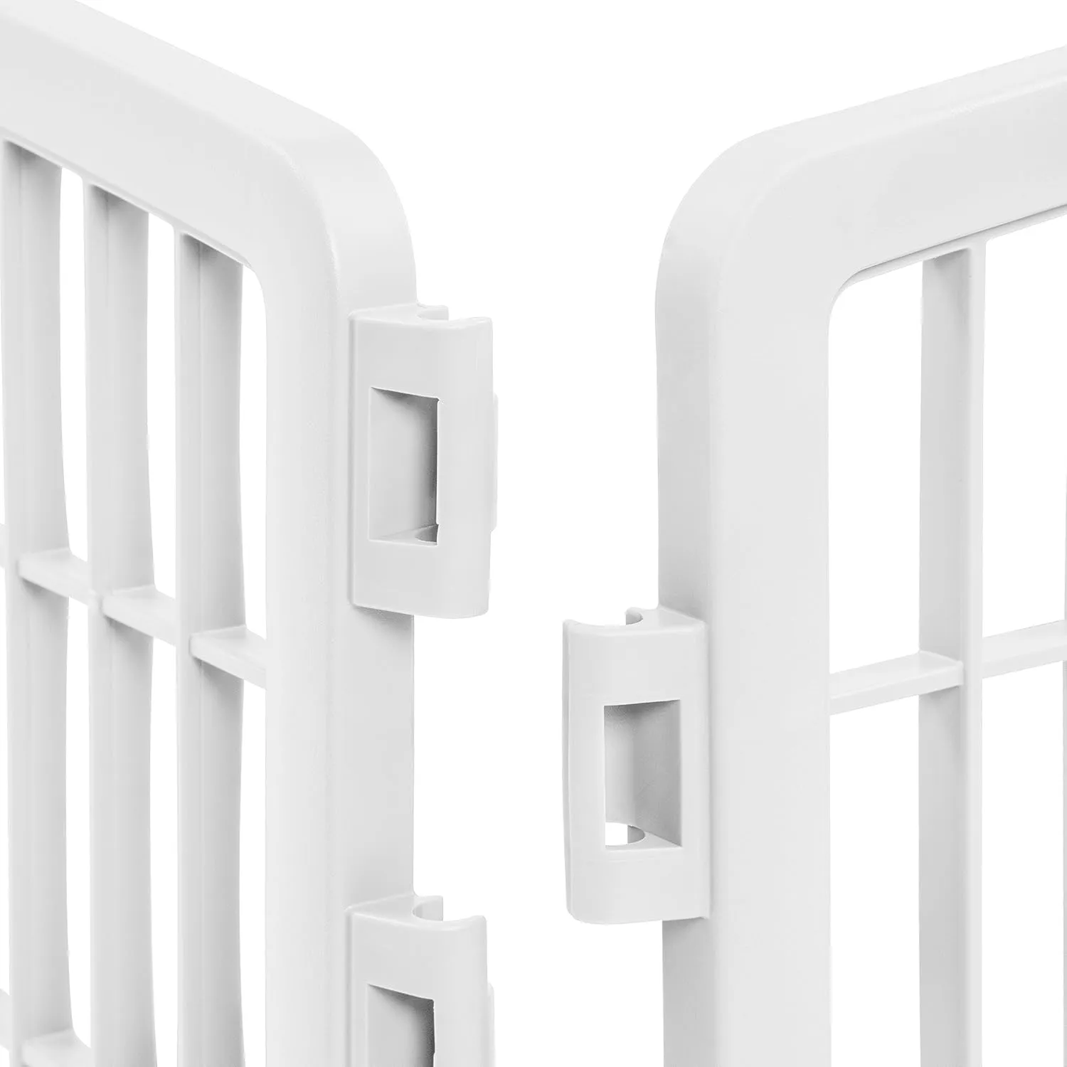 IRIS USA Dog Playpen Add-On Panels, 2-Panel 24" Pet Playpen, Puppy Playpen, Foldable, Customizable, White