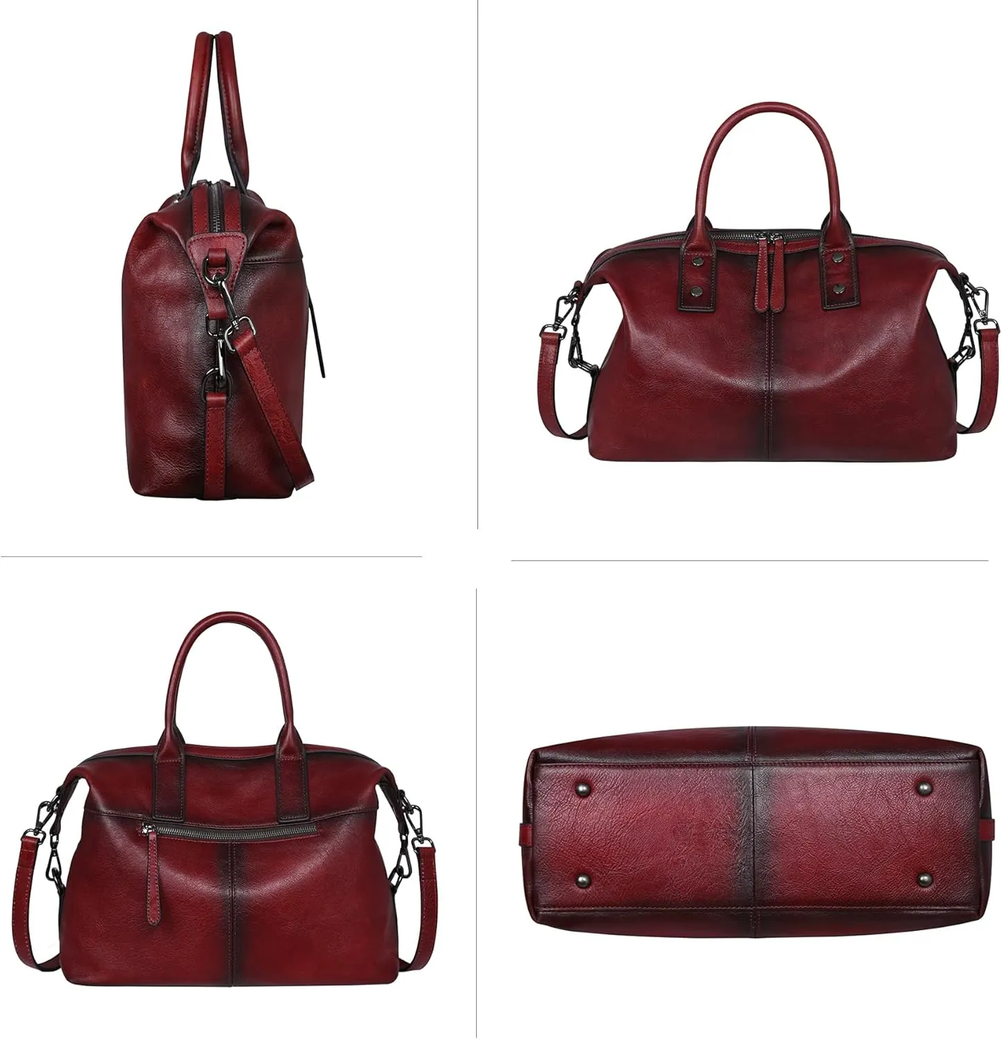 Iswee Genuine Leather Satchel Tote Bag Top Handle Handbag Designer Shoulder Bag Large Capacity Cross Body Bag