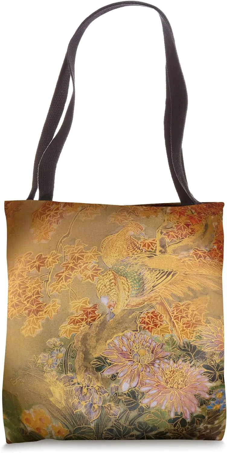 Japanese Satsuma Pottery Birds and Flowers - Oriental Design Tote Bag