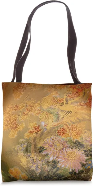 Japanese Satsuma Pottery Birds and Flowers - Oriental Design Tote Bag