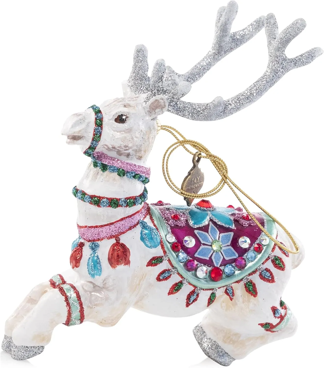 Jay Strongwater Cupid Reindeer Glass Ornament, Santa's Reindeer Collection