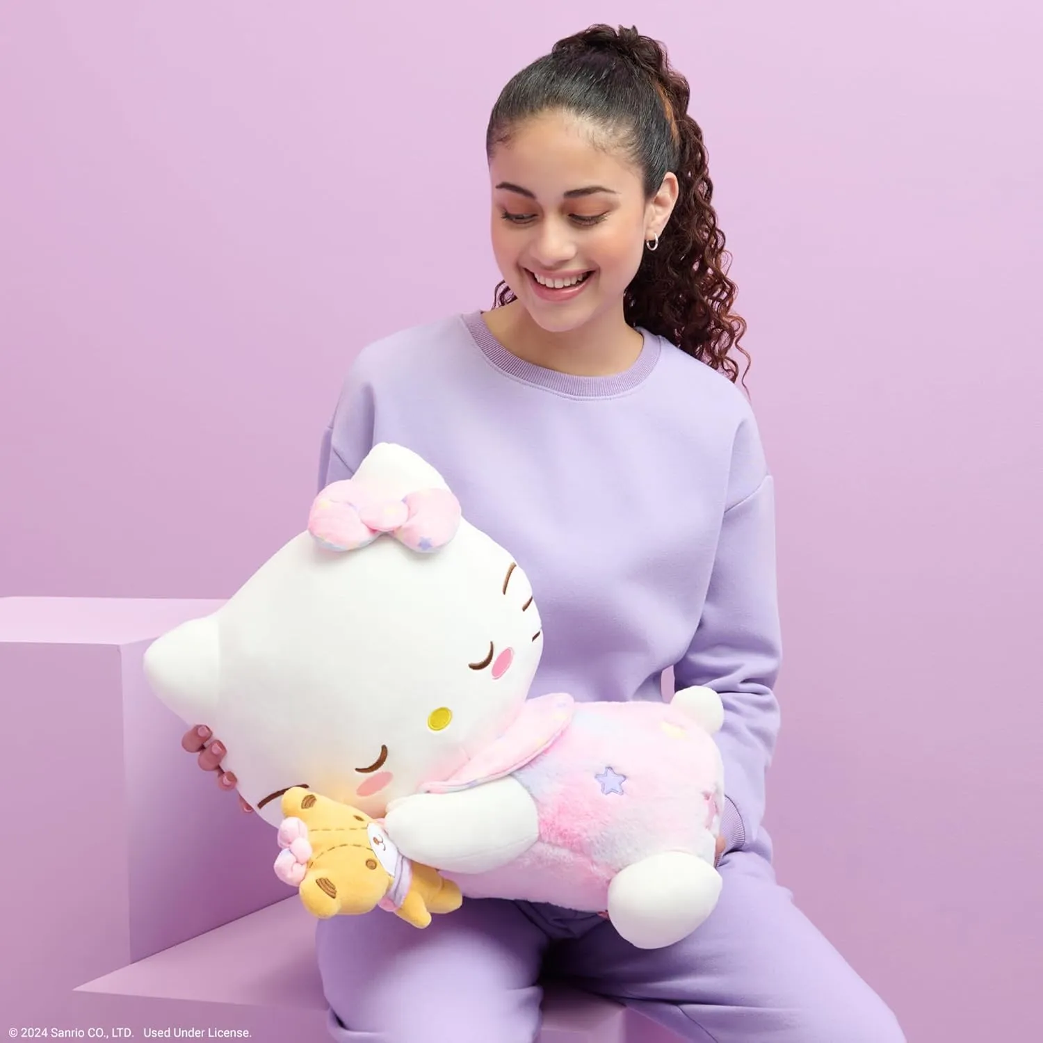 Jazwares Hello Kitty and Friends, Hello Kitty 18-inch Sleeping Plush with Bestie Accessory - Officially Licensed Sanrio Product from 6 