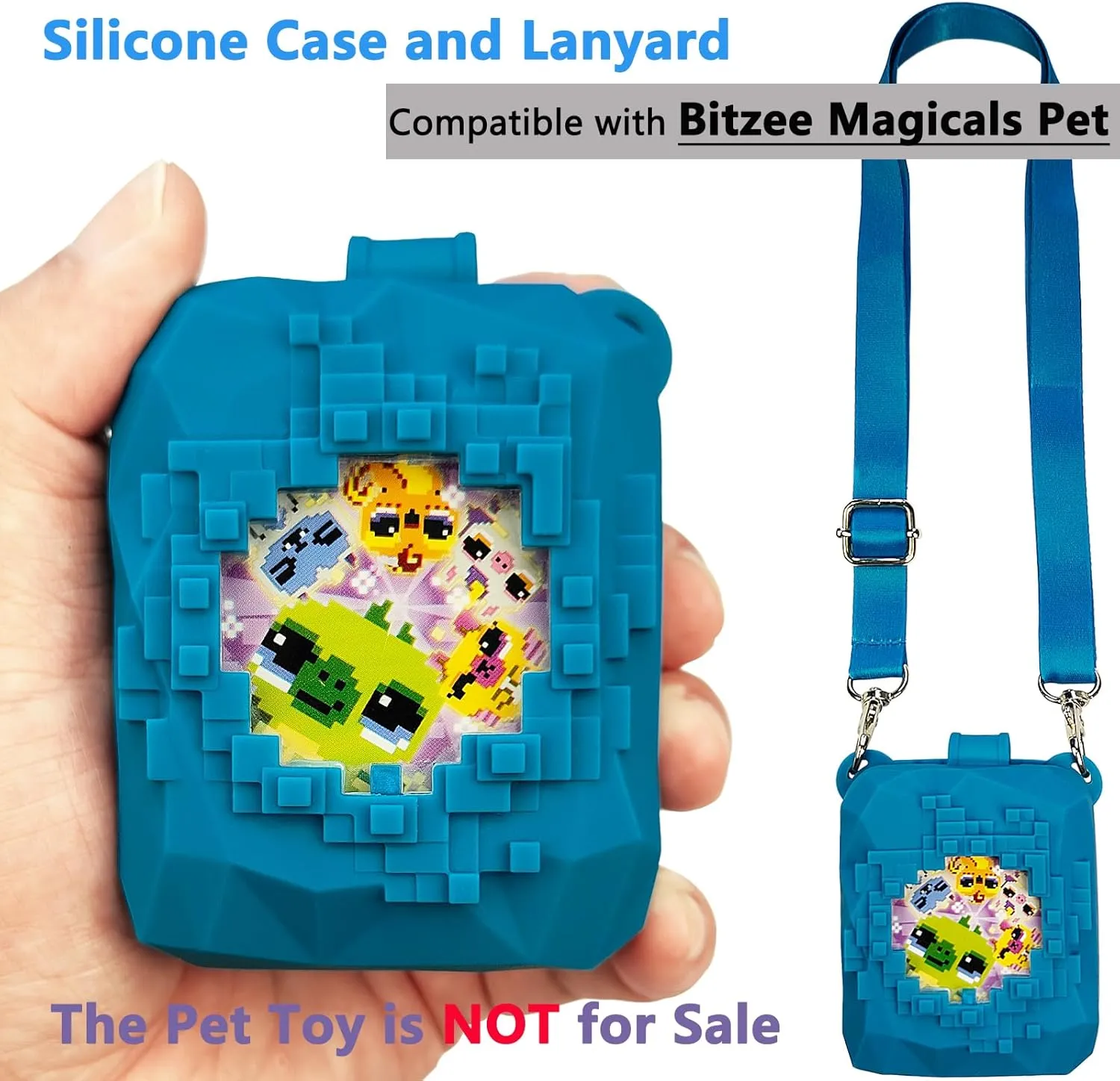 JCHPINE Hard Carrying Case and Silicone Cover for Bitzee Magicals Interactive Toy Digital Pet, Accessories Case for Bitzee Magicals Virtual Electronic Pets (Blue)