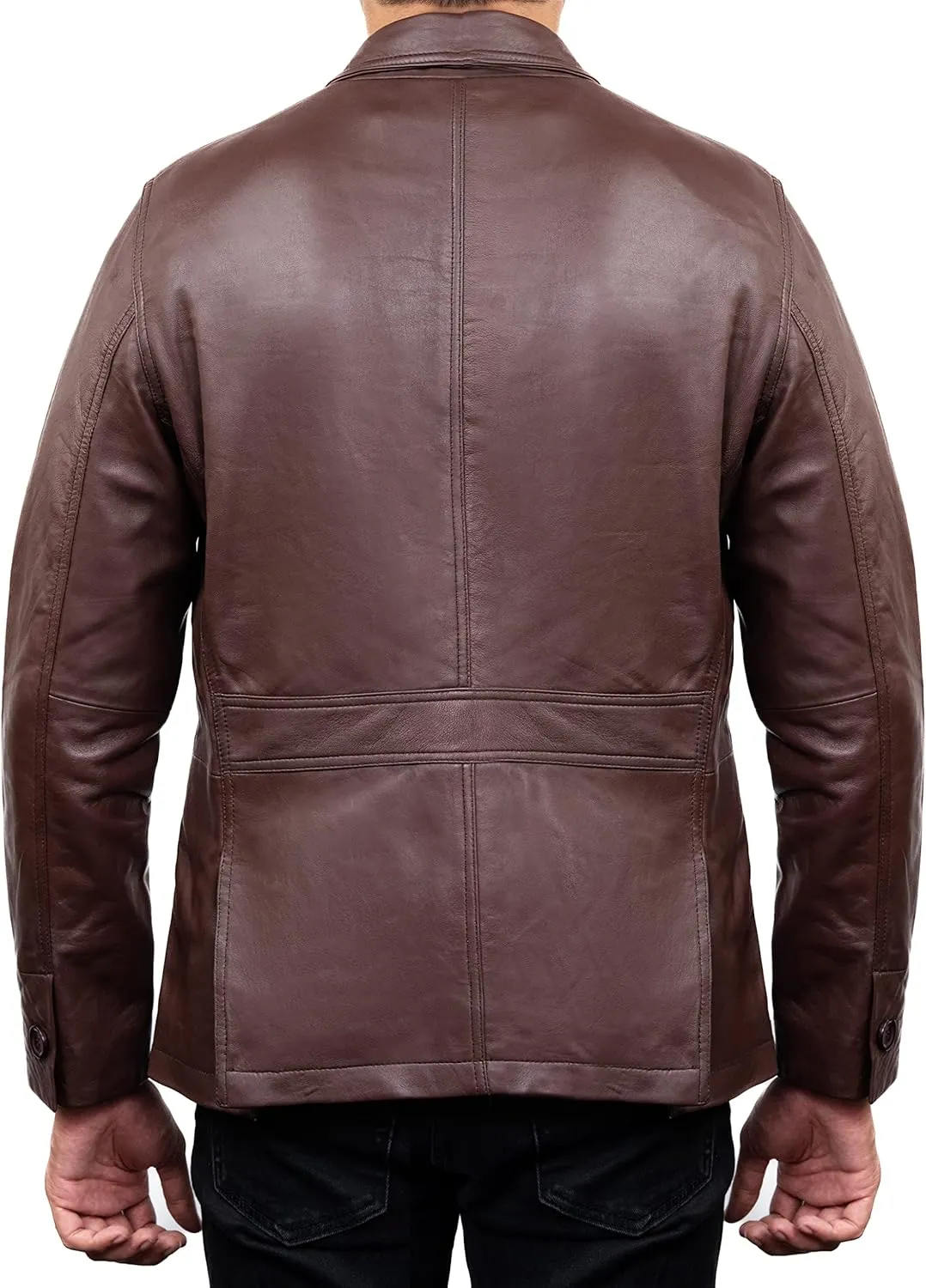 Jild Lambskin Leather Jacket Men Casual Coat – Notched Collar Classic Bond’s Style Ultimate Leather Blazer for Men
