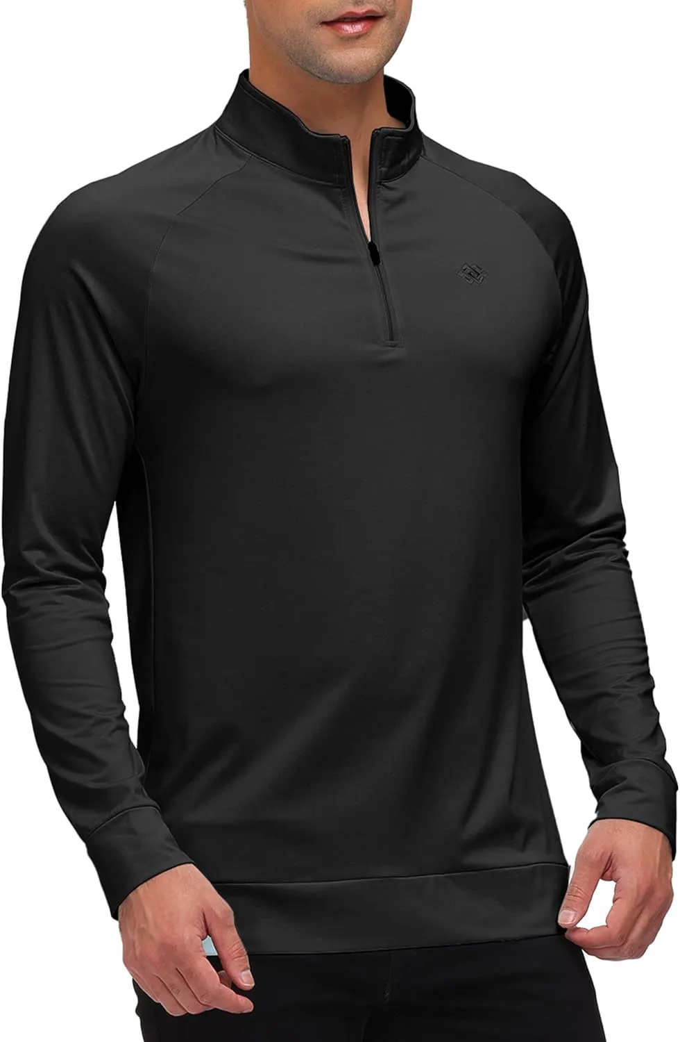 JINSHI Mens Long Sleeve Quarter Zip Pullover Stand Collar Active Golf Polo Shirt 1/4 Zipper Fleece Lining Workout Top