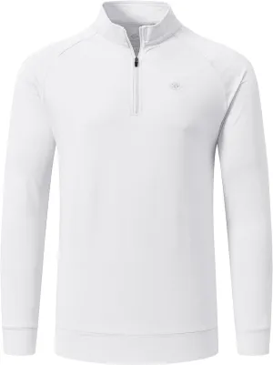 JINSHI Mens Long Sleeve Quarter Zip Pullover Stand Collar Active Golf Polo Shirt 1/4 Zipper Fleece Lining Workout Top