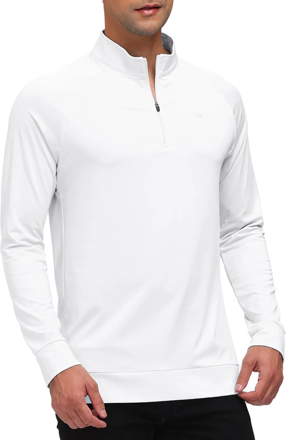 JINSHI Mens Long Sleeve Quarter Zip Pullover Stand Collar Active Golf Polo Shirt 1/4 Zipper Fleece Lining Workout Top