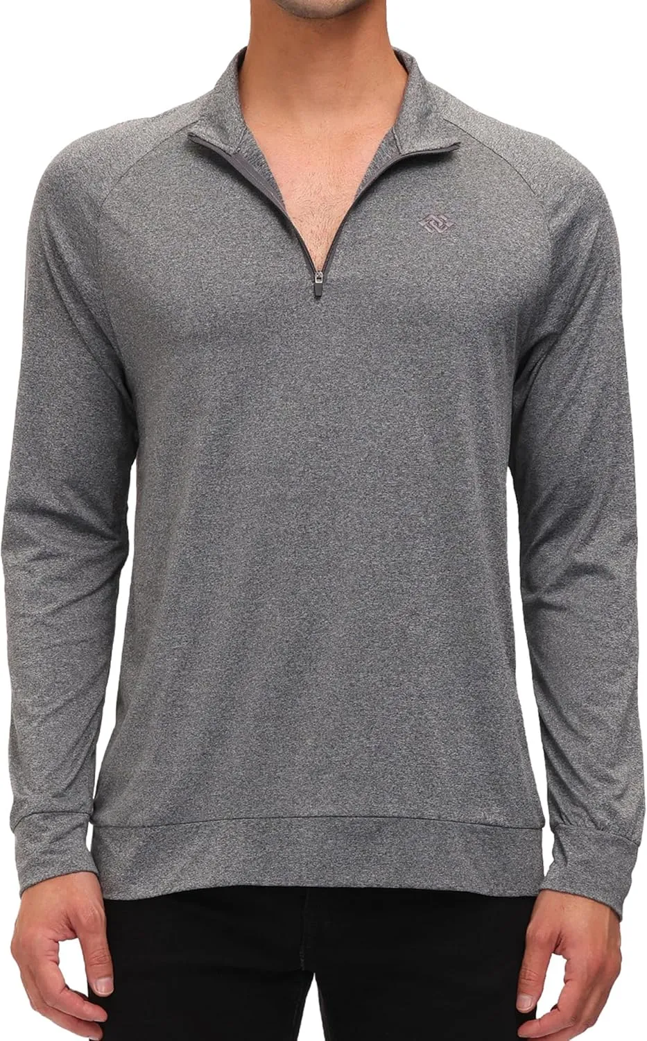 JINSHI Mens Long Sleeve Quarter Zip Pullover Stand Collar Active Golf Polo Shirt 1/4 Zipper Fleece Lining Workout Top
