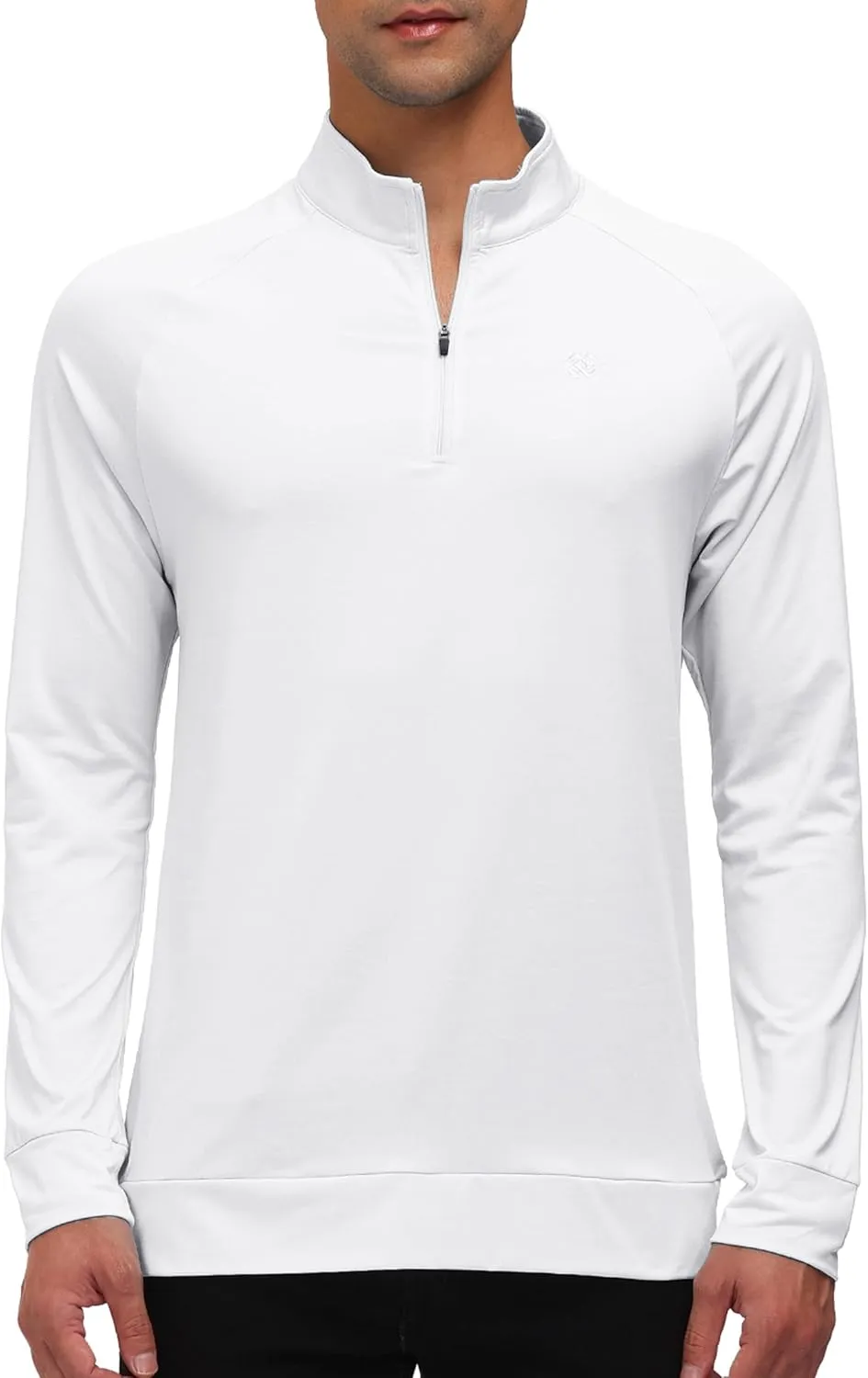 JINSHI Mens Long Sleeve Quarter Zip Pullover Stand Collar Active Golf Polo Shirt 1/4 Zipper Fleece Lining Workout Top