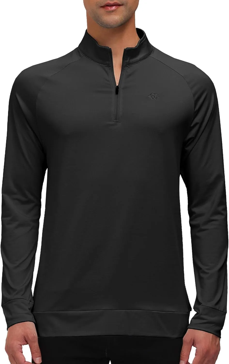 JINSHI Mens Long Sleeve Quarter Zip Pullover Stand Collar Active Golf Polo Shirt 1/4 Zipper Fleece Lining Workout Top