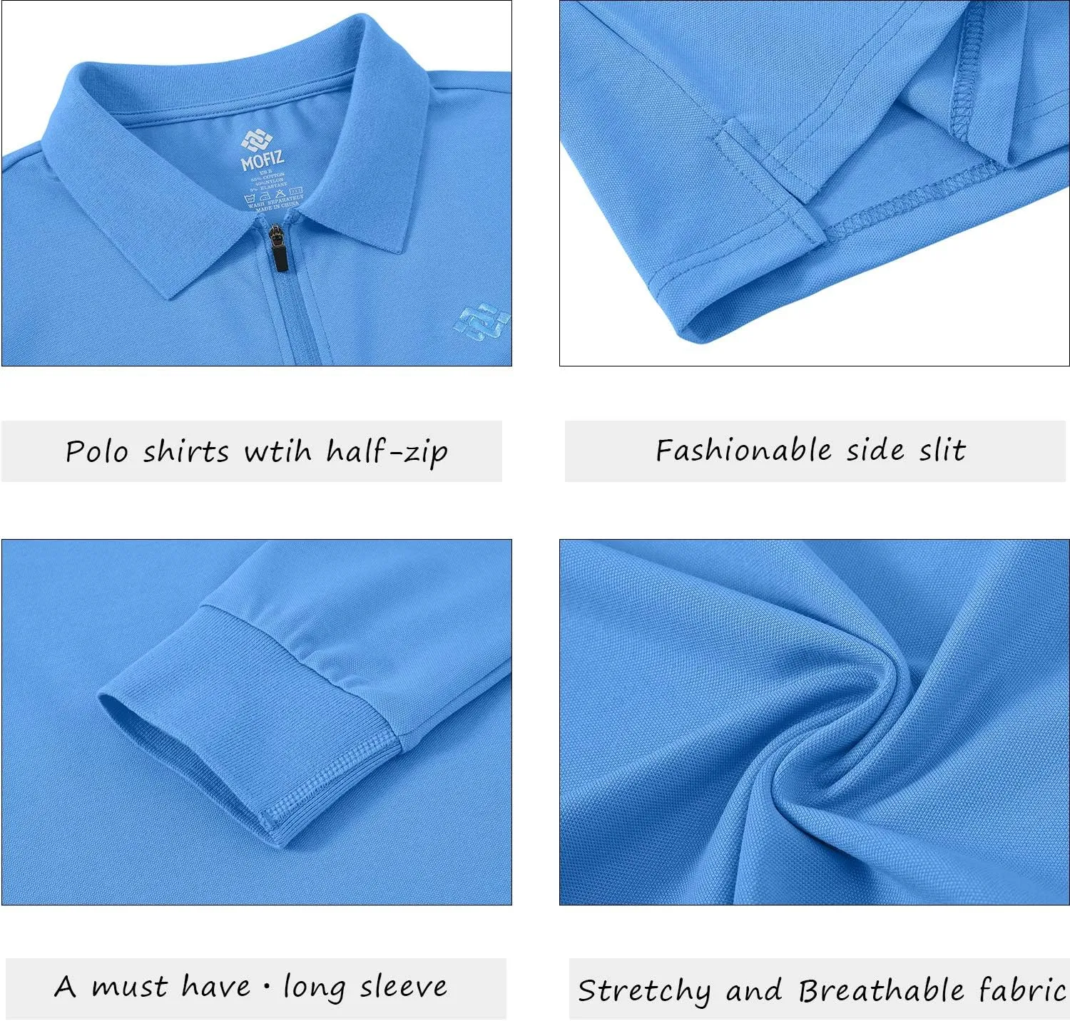 JINSHI Women's Golf Polo Shirt Long Sleeves Zip Up Sport Active Shirts Quick Dry Athletic T-Shirt Casual Tennis Tops Slim Fit