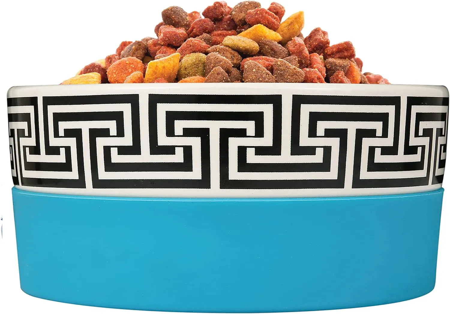 Jonathan Adler Duo Dog Bowl, Large | Ceramic Dog Food Bowl from Now House, Greek Key Design