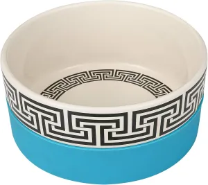 Jonathan Adler Duo Dog Bowl, Large | Ceramic Dog Food Bowl from Now House, Greek Key Design