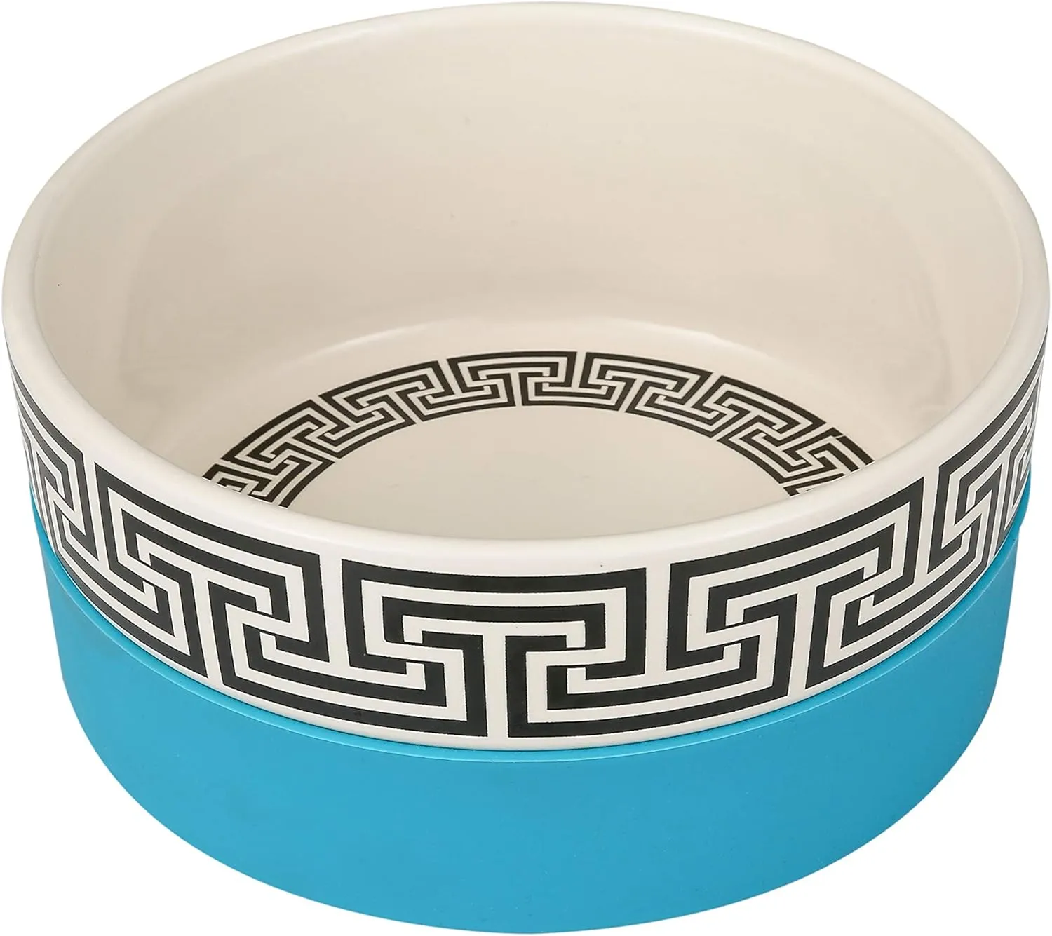 Jonathan Adler Duo Dog Bowl, Large | Ceramic Dog Food Bowl from Now House, Greek Key Design