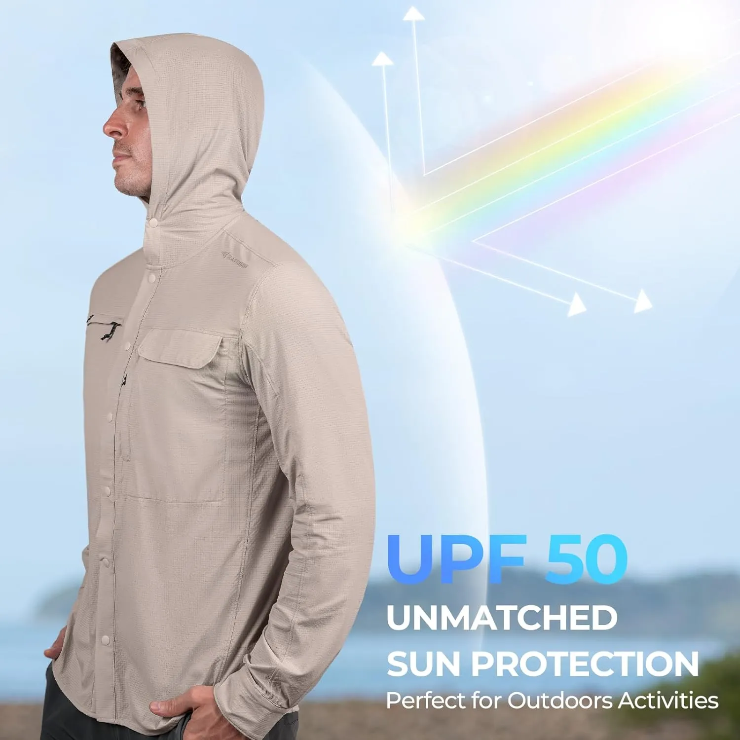 KastKing Baxter Pass UPF 50  Long Sleeve Shirt with Hood - Breathable, Quick-Dry, 4-Way Stretch, Multi Design for Outdoors