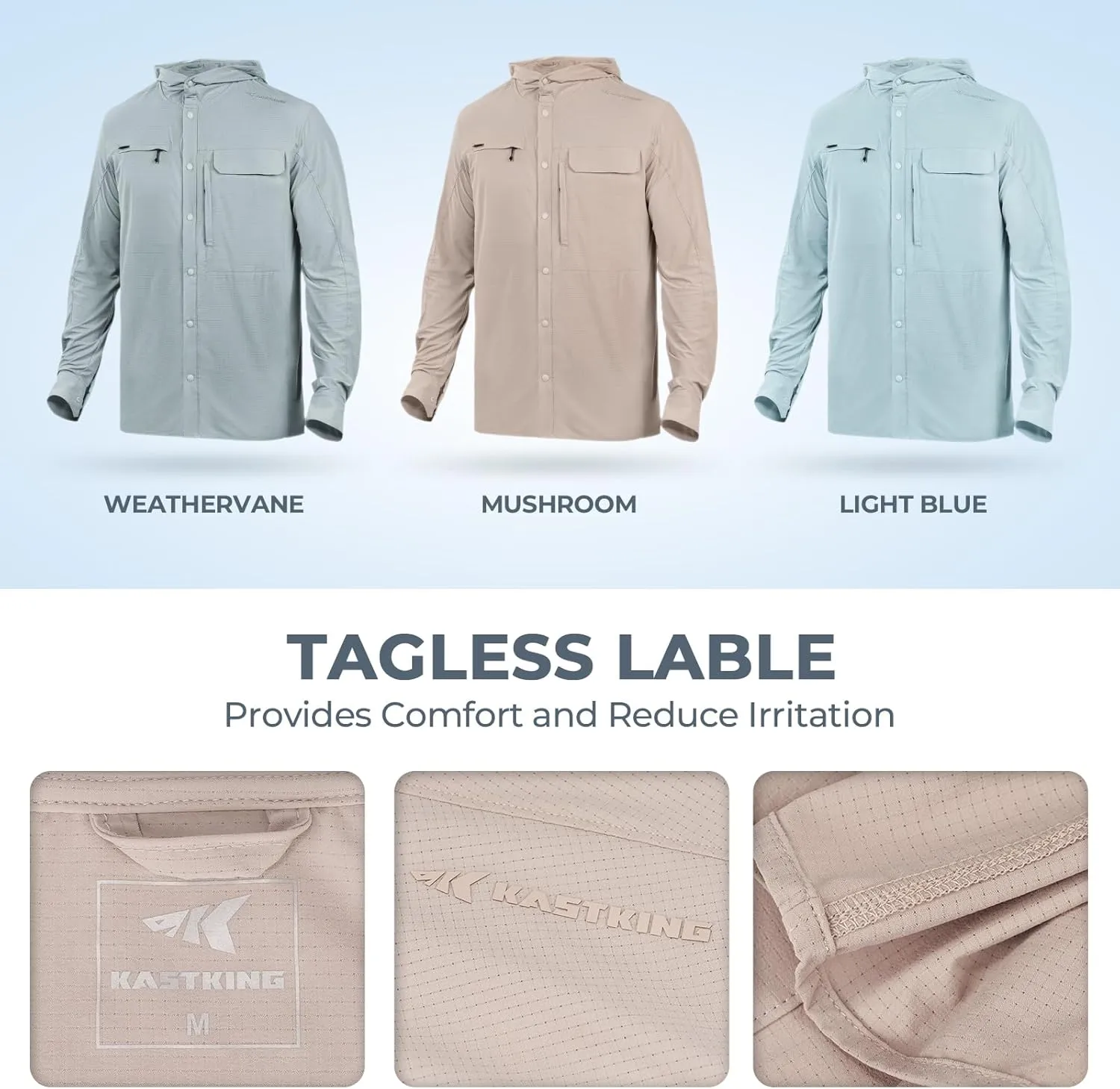 KastKing Baxter Pass UPF 50  Long Sleeve Shirt with Hood - Breathable, Quick-Dry, 4-Way Stretch, Multi Design for Outdoors