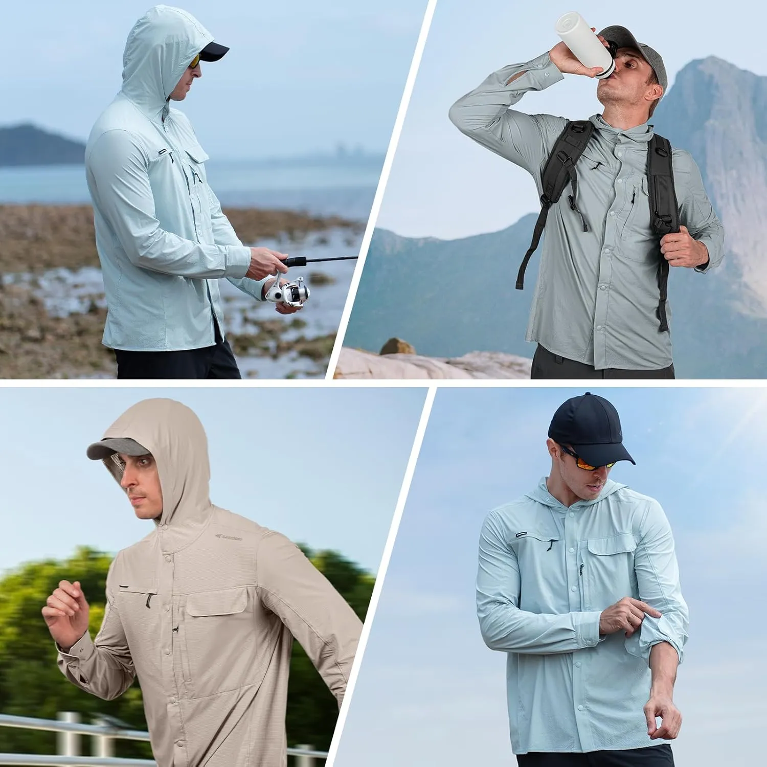 KastKing Baxter Pass UPF 50  Long Sleeve Shirt with Hood - Breathable, Quick-Dry, 4-Way Stretch, Multi Design for Outdoors