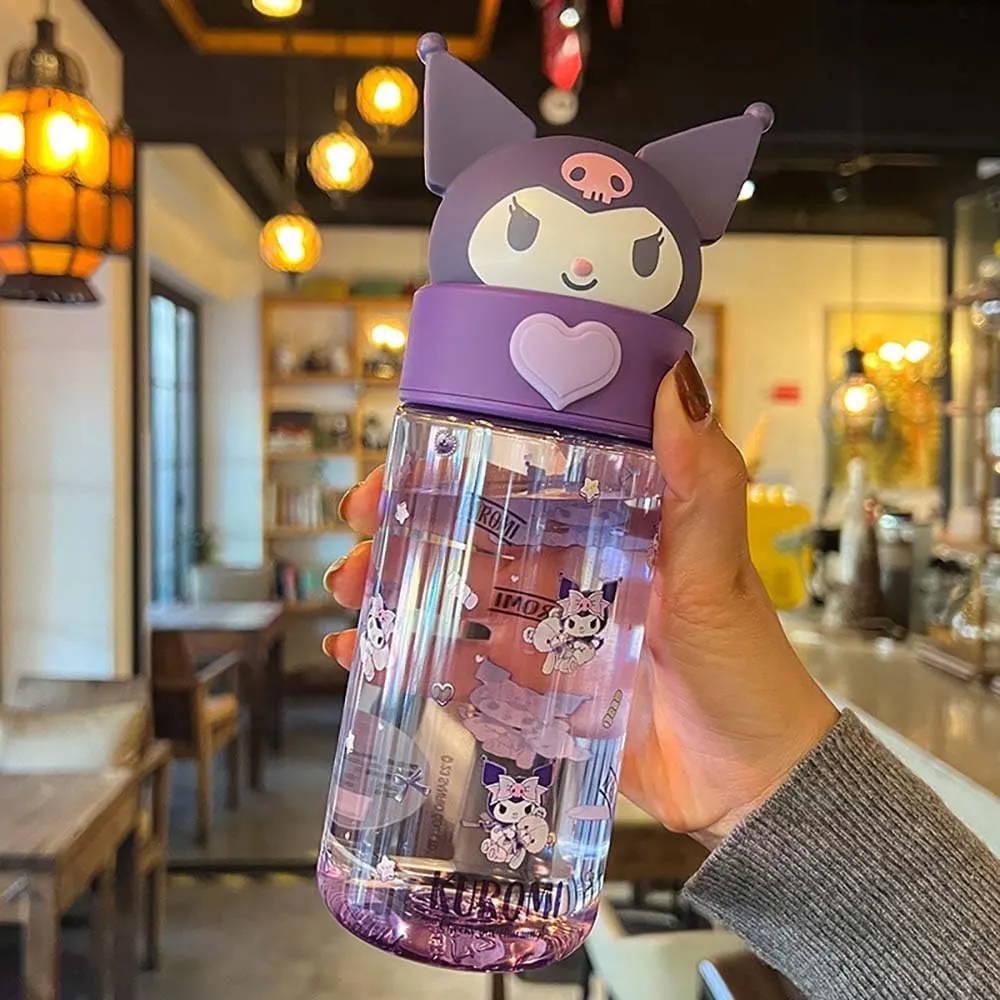 Kawaii Cartoon Water Bottle, 500ML Cute Anime Portable Drinking Bottle for Outdoor, Office, Travel, Birthday Gift