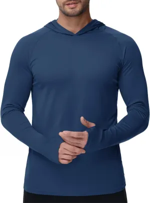 KEFITEVD Hoodies for Men UPF 50  Long Sleeve Rash Guard SPF Swim Fishing Lightweight Quick Dry UV Shirts