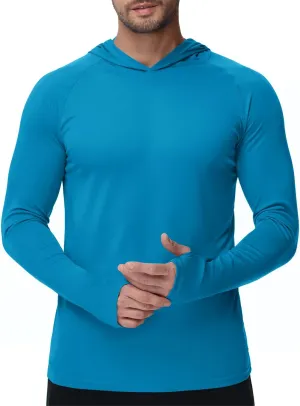 KEFITEVD Hoodies for Men UPF 50  Long Sleeve Rash Guard SPF Swim Fishing Lightweight Quick Dry UV Shirts