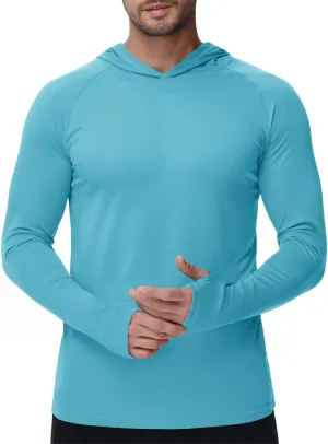 KEFITEVD Hoodies for Men UPF 50  Long Sleeve Rash Guard SPF Swim Fishing Lightweight Quick Dry UV Shirts