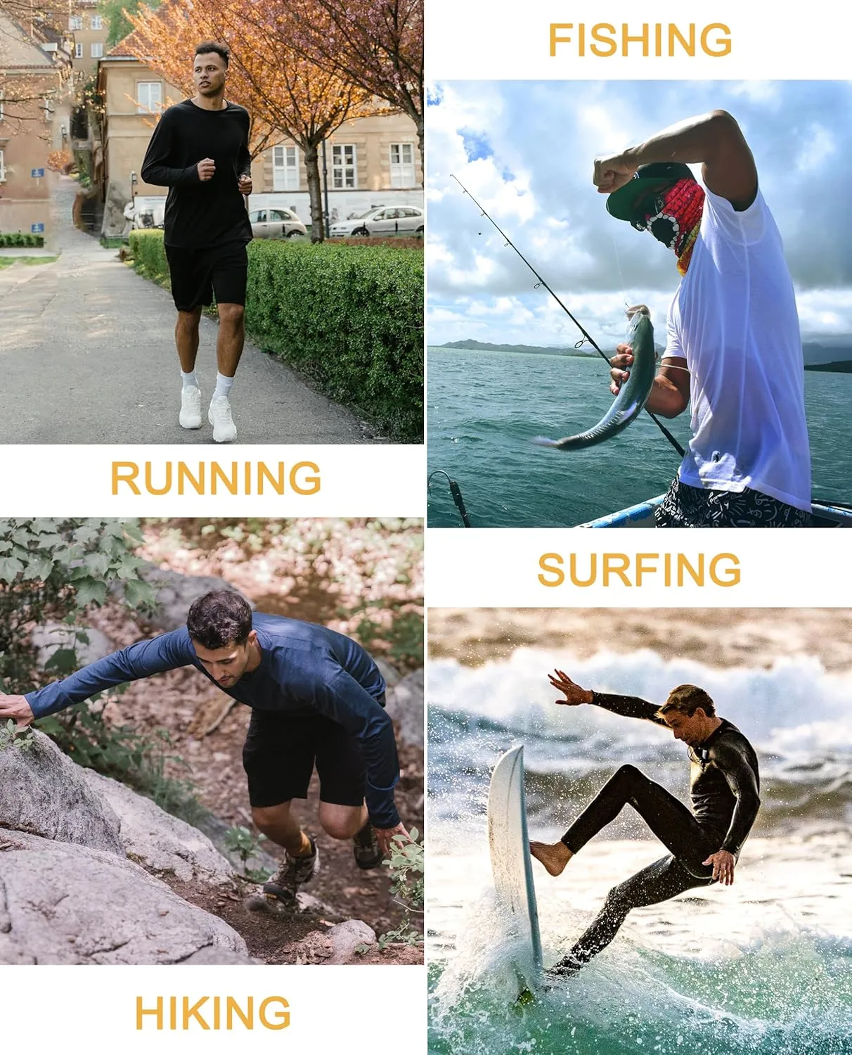 KEFITEVD Hoodies for Men UPF 50  Long Sleeve Rash Guard SPF Swim Fishing Lightweight Quick Dry UV Shirts