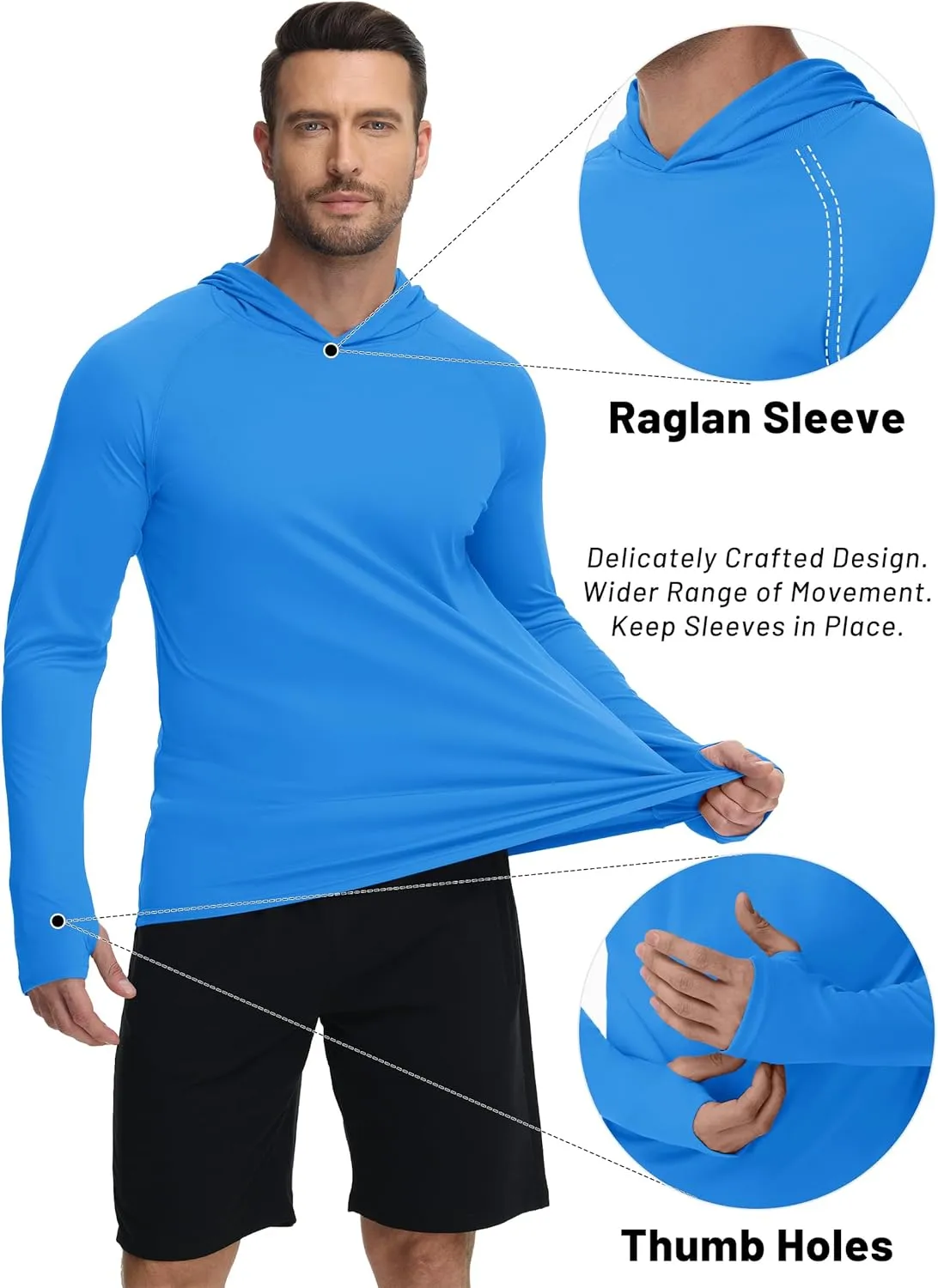KEFITEVD Men's Sun Protection Hoodie Shirt UPF 50  Long Sleeve Rash Guard SPF Outdoor Fishing Lightweight Quick Dry UV Shirts