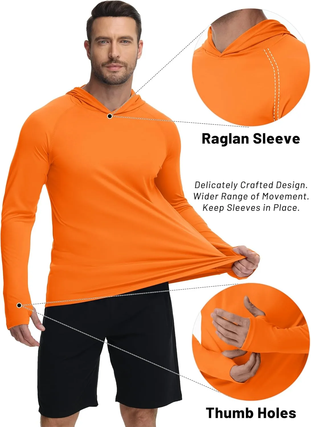 KEFITEVD Men's Sun Protection Hoodie Shirt UPF 50  Long Sleeve Rash Guard SPF Outdoor Fishing Lightweight Quick Dry UV Shirts
