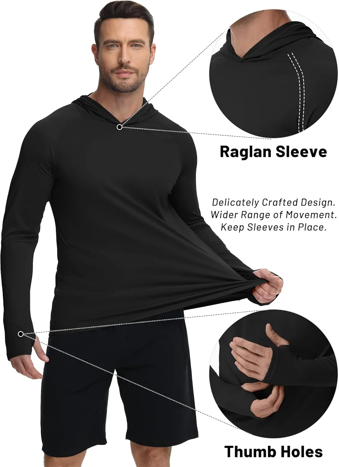 KEFITEVD Men's Sun Protection Hoodie Shirt UPF 50  Long Sleeve Rash Guard SPF Outdoor Fishing Lightweight Quick Dry UV Shirts