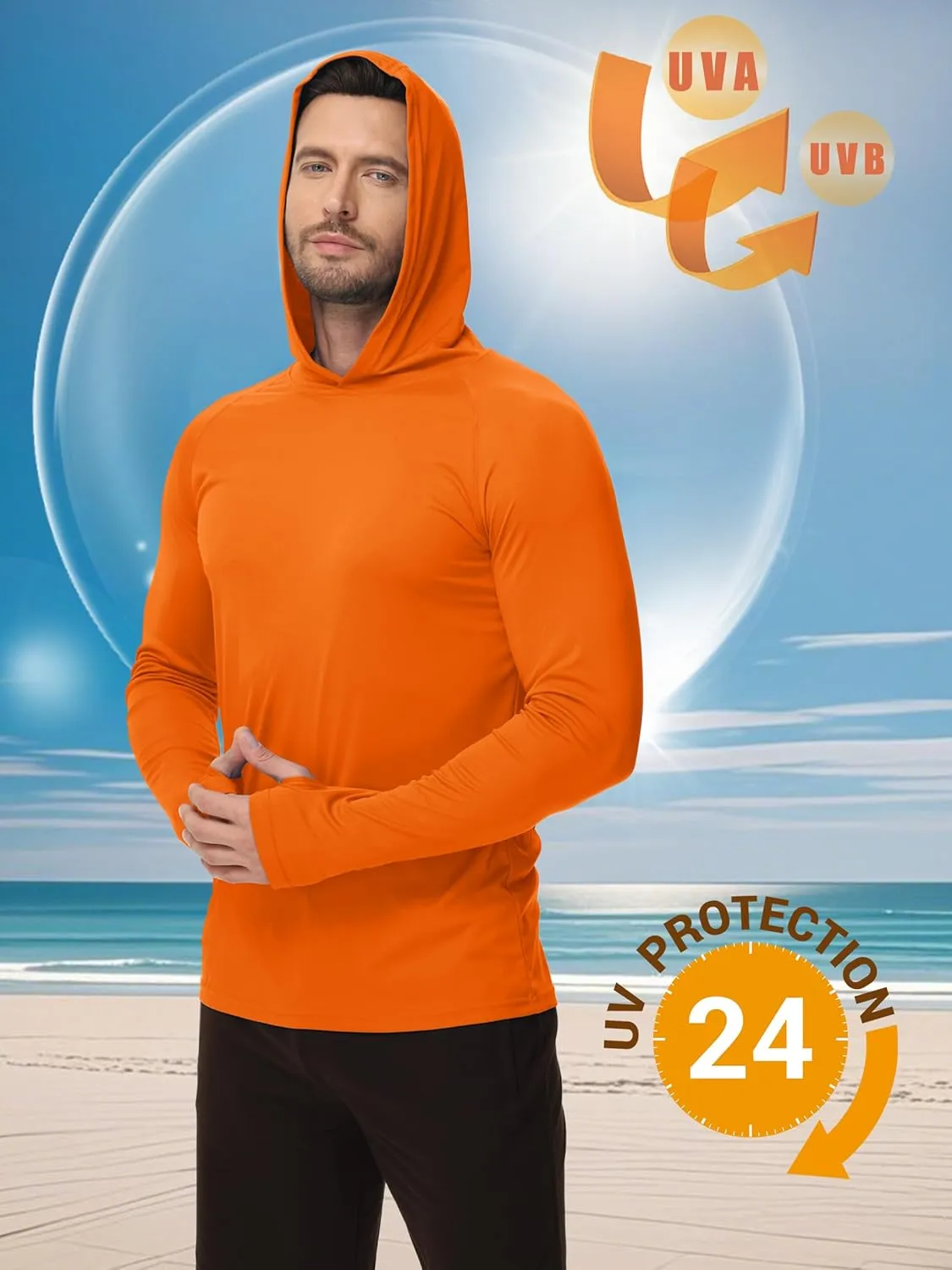 KEFITEVD Men's Sun Protection Hoodie Shirt UPF 50  Long Sleeve Rash Guard SPF Outdoor Fishing Lightweight Quick Dry UV Shirts