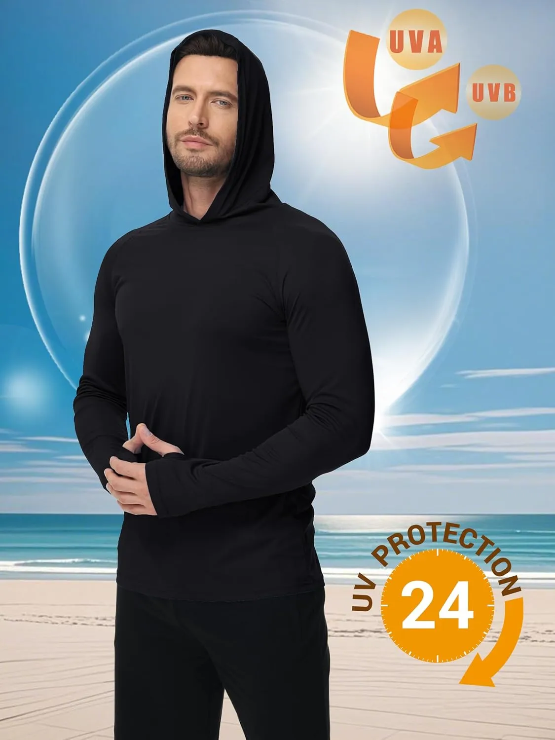 KEFITEVD Men's Sun Protection Hoodie Shirt UPF 50  Long Sleeve Rash Guard SPF Outdoor Fishing Lightweight Quick Dry UV Shirts
