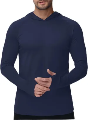 KEFITEVD Men's Sun Protection Hoodie UPF 50  Long Sleeve UV SPF Shirts Lightweight Quick Dry Hoodies Swimming Rash Guard