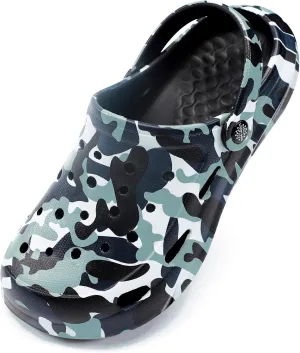 Kids Classic Camo Garden Clogs for Boys – Lightweight Adjustable Water Sandals with Non-Slip Sole, Quick-Dry Design for Little and Big Kid