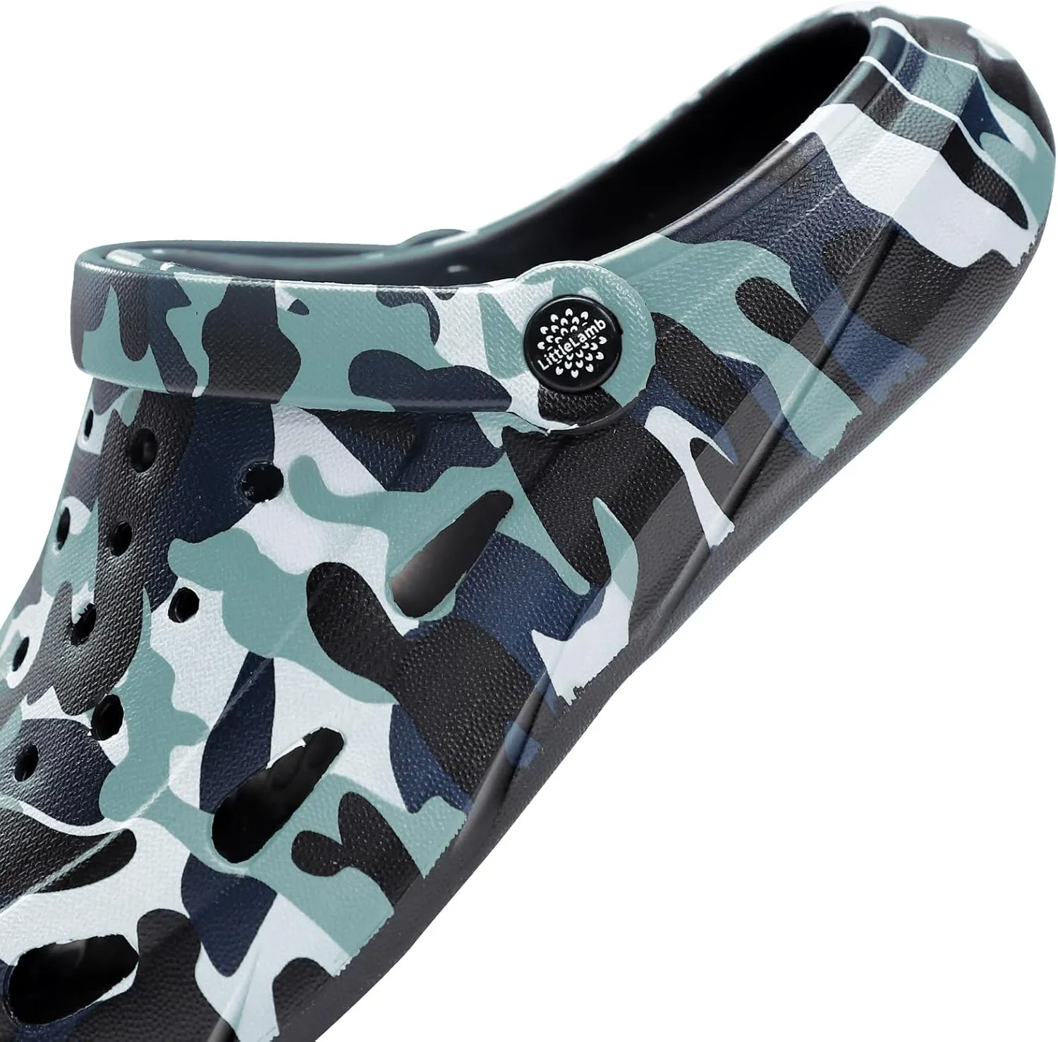 Kids Classic Camo Garden Clogs for Boys – Lightweight Adjustable Water Sandals with Non-Slip Sole, Quick-Dry Design for Little and Big Kid