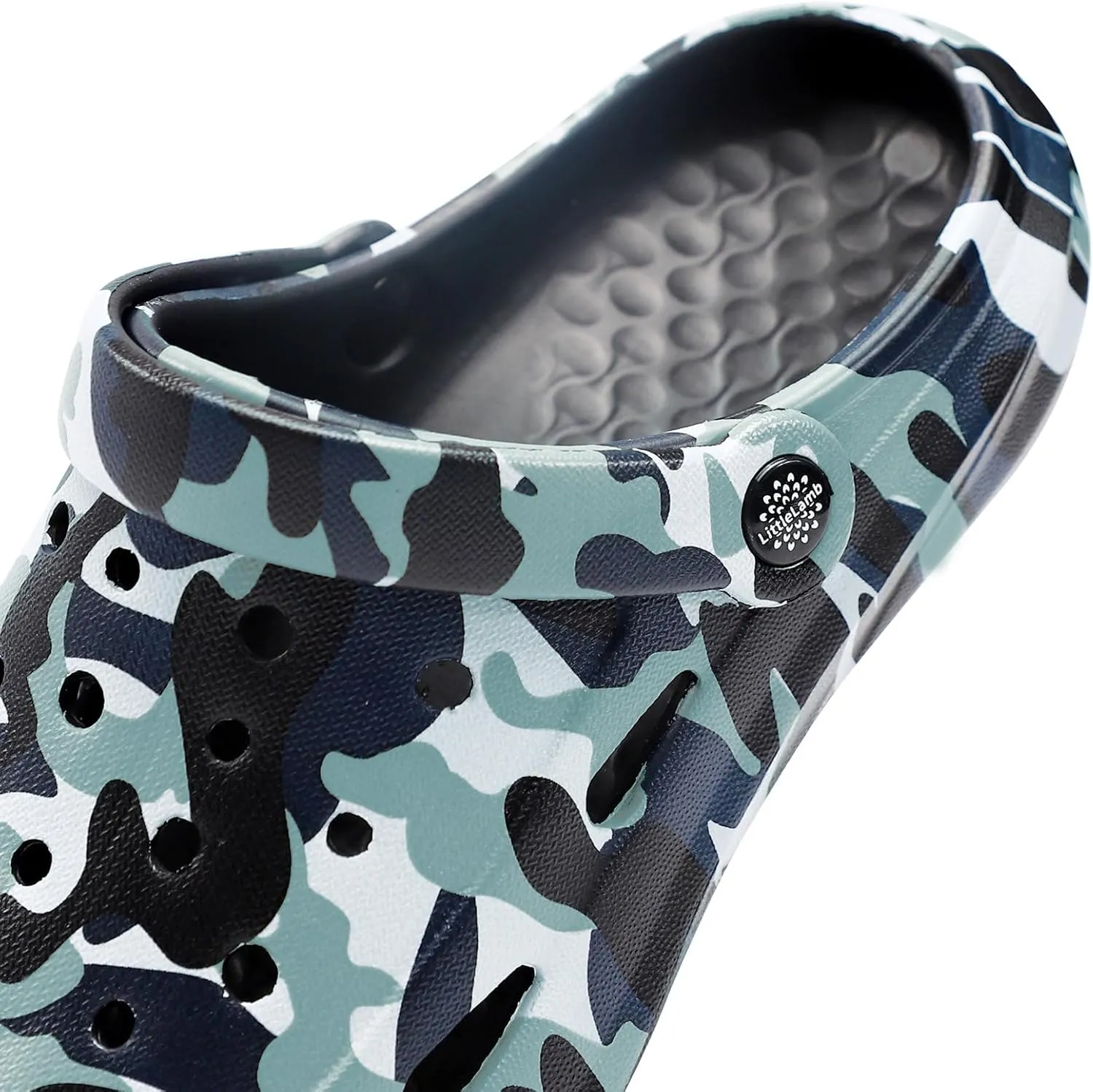 Kids Classic Camo Garden Clogs for Boys – Lightweight Adjustable Water Sandals with Non-Slip Sole, Quick-Dry Design for Little and Big Kid