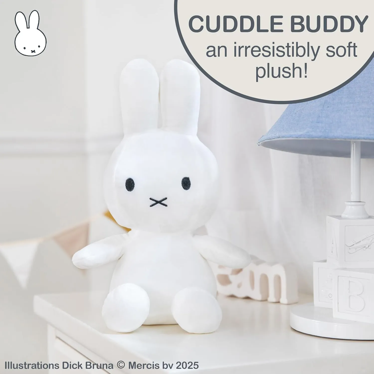 KIDS PREFERRED Miffy Plush Toy, 14 Inch Sitting Dutch Bunny Plush by Dick Bruna, Soft Boa Rabbit Bunny Stuffed Animal Plushie Doll for Girls and Boys - White