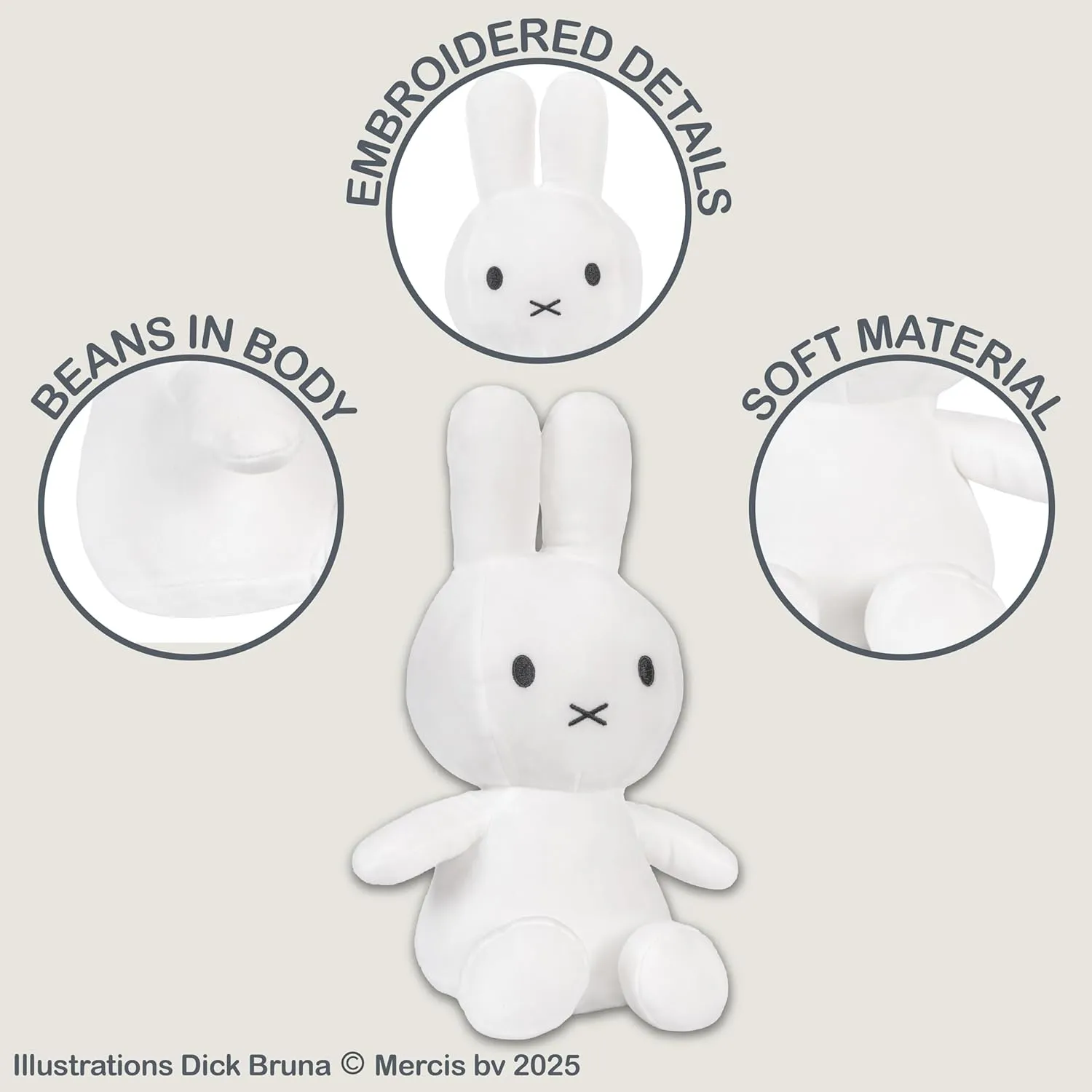 KIDS PREFERRED Miffy Plush Toy, 14 Inch Sitting Dutch Bunny Plush by Dick Bruna, Soft Boa Rabbit Bunny Stuffed Animal Plushie Doll for Girls and Boys - White
