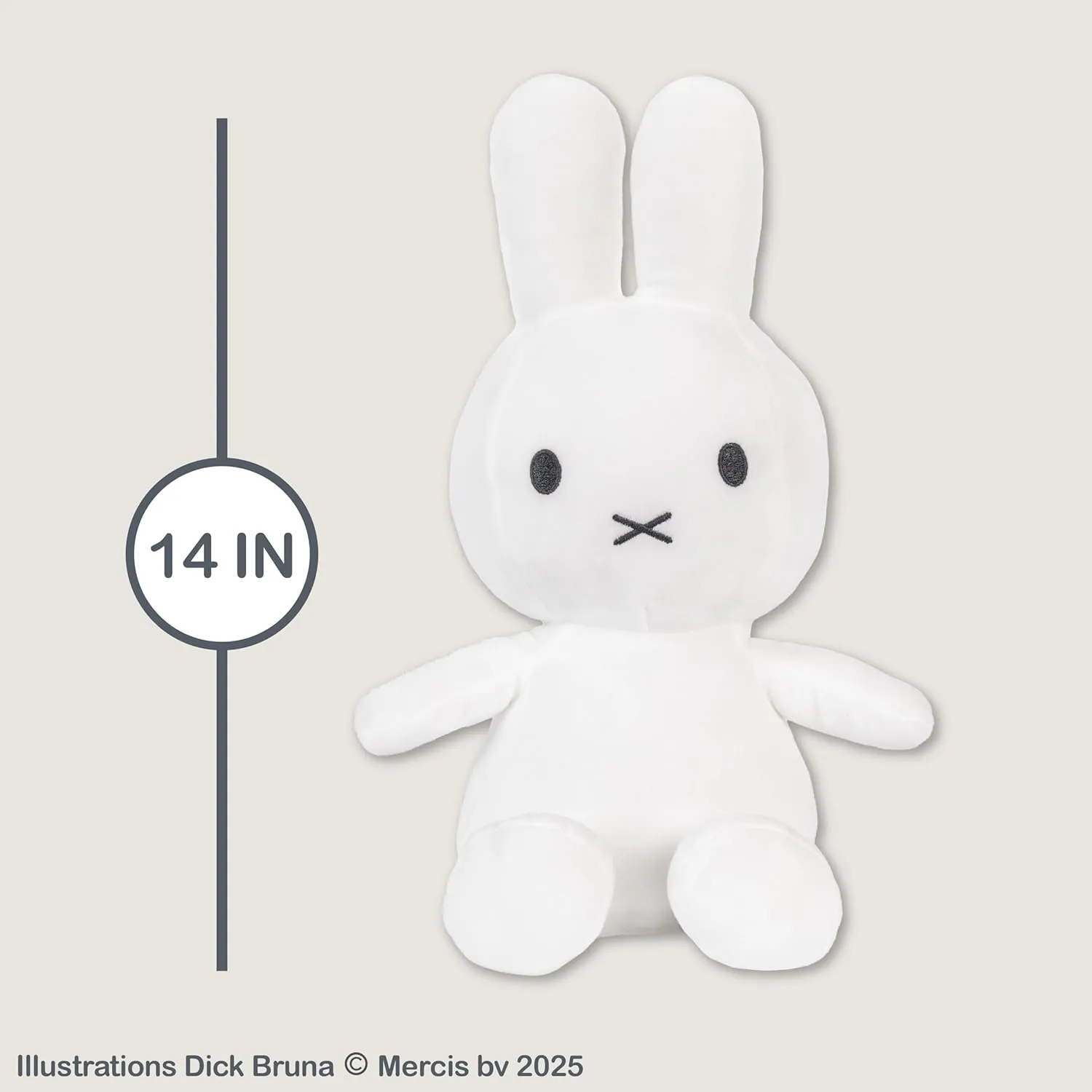KIDS PREFERRED Miffy Plush Toy, 14 Inch Sitting Dutch Bunny Plush by Dick Bruna, Soft Boa Rabbit Bunny Stuffed Animal Plushie Doll for Girls and Boys - White