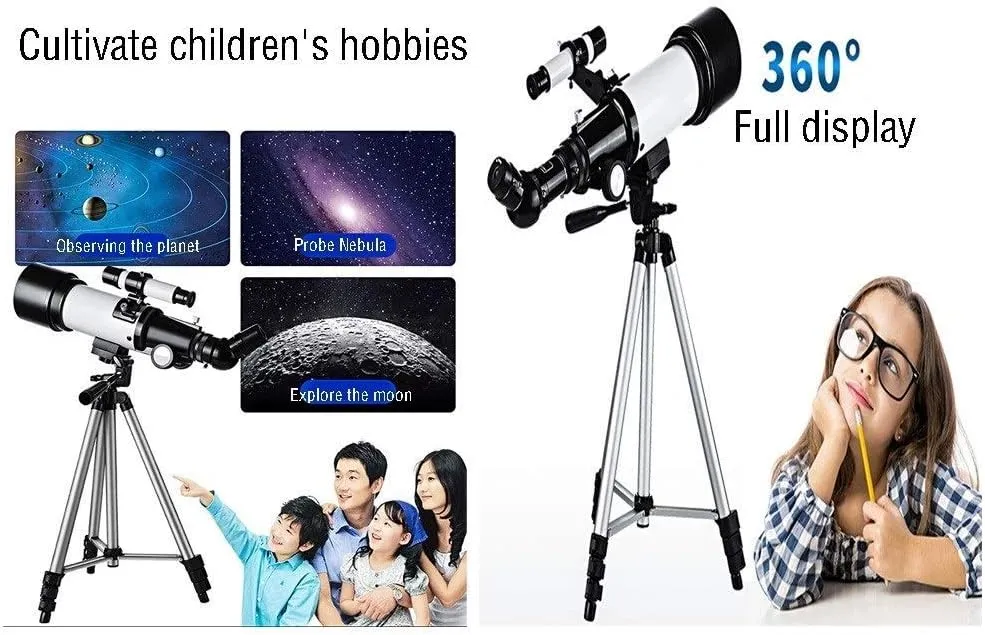 Kids Telescope, Telescopes For Astronomy Beginners,50-100mm Caliber Mount Astronomical Refracting Telescope For Kids,Travel Telescope With Tripod,Carry Bag And HD Eyepiece (Color : Package B) (Pa