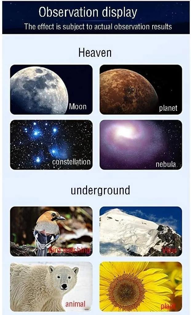 Kids Telescope, Telescopes For Astronomy Beginners,50-100mm Caliber Mount Astronomical Refracting Telescope For Kids,Travel Telescope With Tripod,Carry Bag And HD Eyepiece (Color : Package B) (Pa
