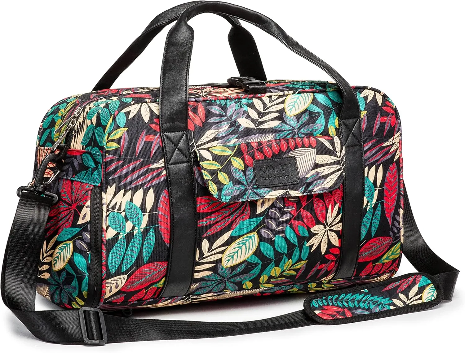 Kinmac Travel Duffel Bag,Sports Gym Yoga Duffel Bag Weekender Overnight Totes Bag with Shoes and Wet Compartment (Black Maple)