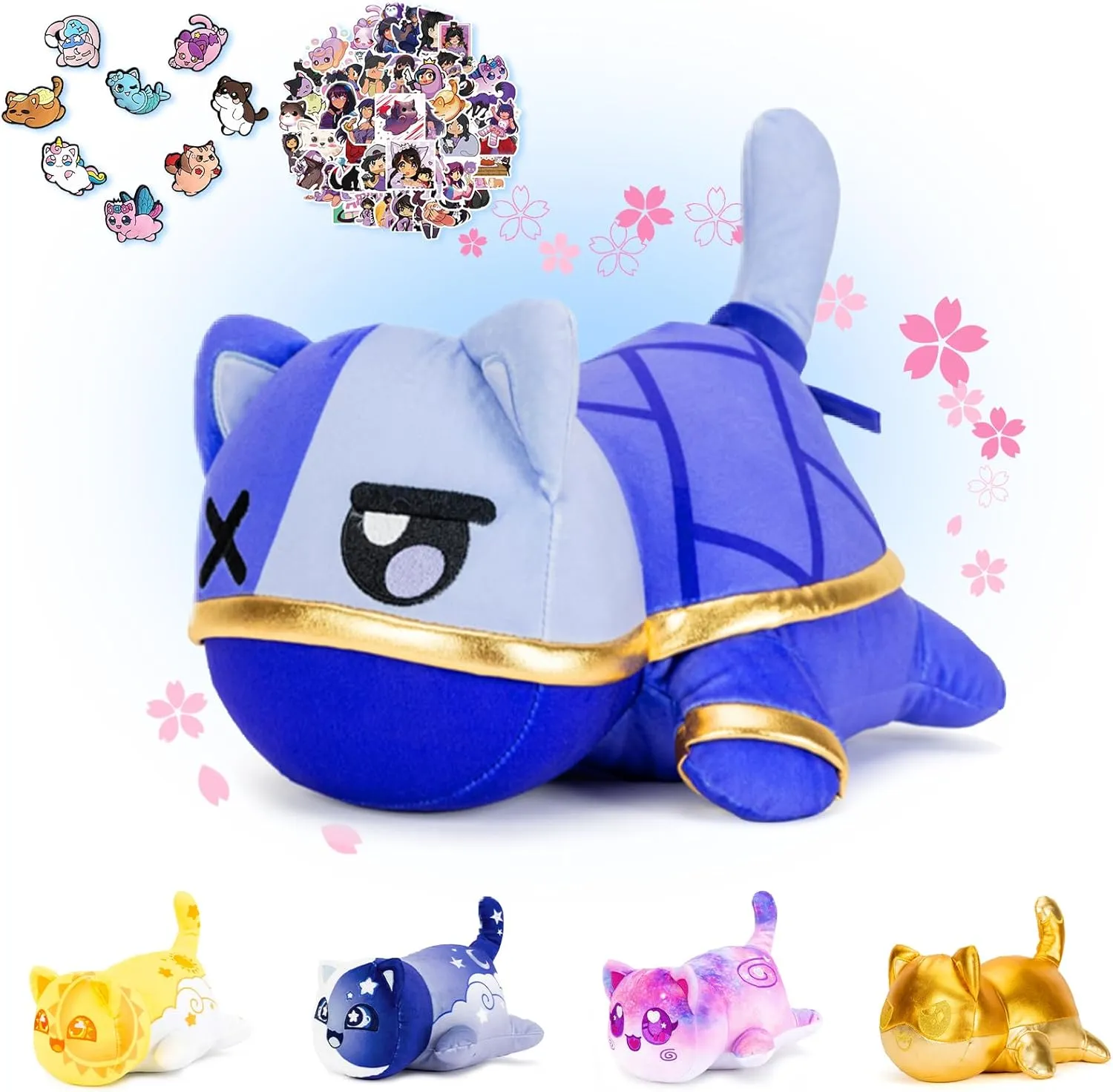 KOWSI Ninja Zane Cat Plush - Galaxy Cat Collection - 100% Embroidered Plushie - Cat Stuffed Animal Collectible (Ninja Zane Cat)