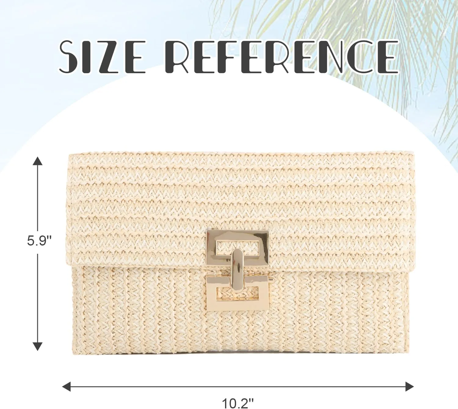 KUANG! Straw Clutch Purse for Women Beach Woven Bag Envelope Evening Clutch Straw Handbag