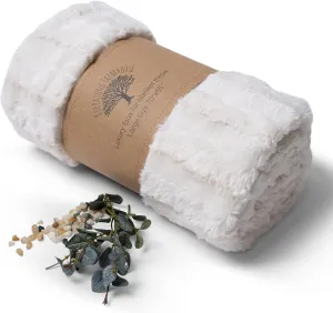 Kurrajong Farmhouse Faux Fur Throw Blanket | Cream Soft Throw Blanket | Faux Fur Blanket Bed Throw | Large Size 55" x 70" | Textured Ivory Cream Blanket for Couch