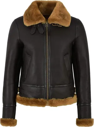 Ladies B3 Sheepskin Jacket Top Real Leather Flying Aviator RAF WW2 Jacket F05