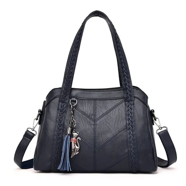 Ladies Beautiful Leather Multi-Pocket Shoulder Handbags