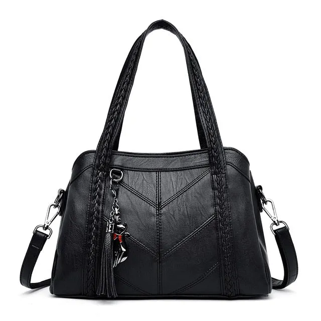 Ladies Beautiful Leather Multi-Pocket Shoulder Handbags