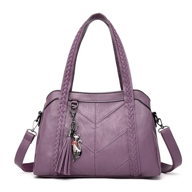 Ladies Beautiful Leather Multi-Pocket Shoulder Handbags