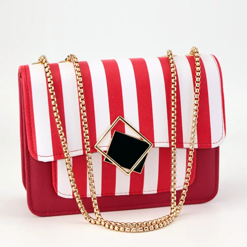 Ladies Medium Flap Open Striped Sling Bags #22